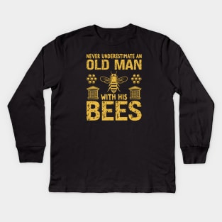 Bee Keeper An Old Man With His Bees Beekeeping Kids Long Sleeve T-Shirt